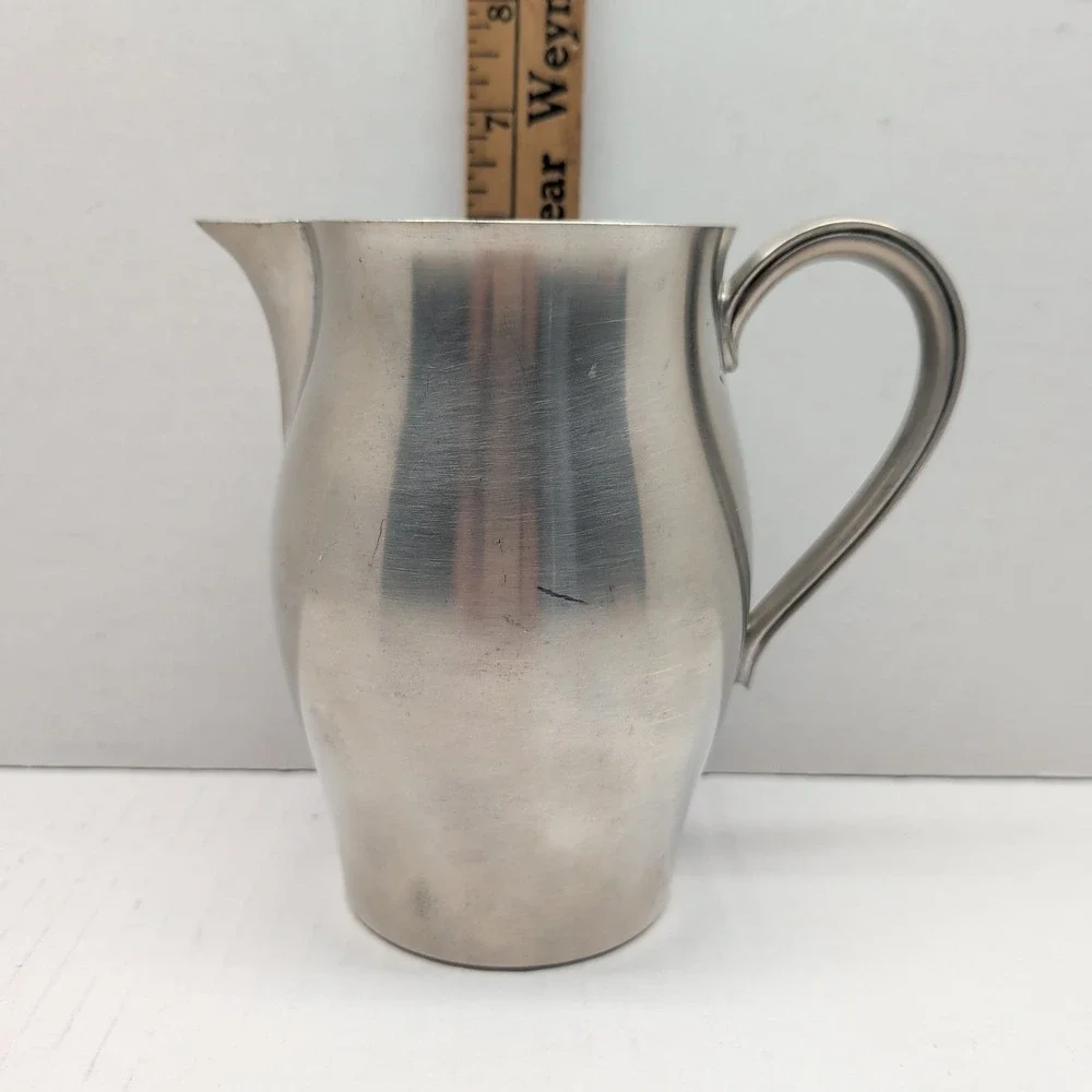 International Pewter Pitcher Vintage Silver Tone Metal Water Creamer Jug 6